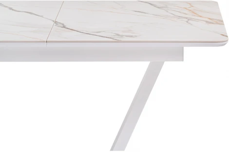 Стол на тумбе Woodville Бугун 120х80х77 белый мрамор с прожилками / белый 532390