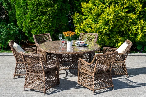 Обеденная группа плетеная, цвет коричневый 4SIS Эспрессо-150 L ECL6T-7-SET brown