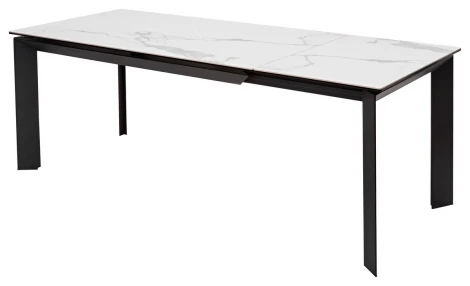 Стол CREMONA 140 HIGH GLOSS STATUARIO Белый мрамор глянцевый, керамика/ черный каркас