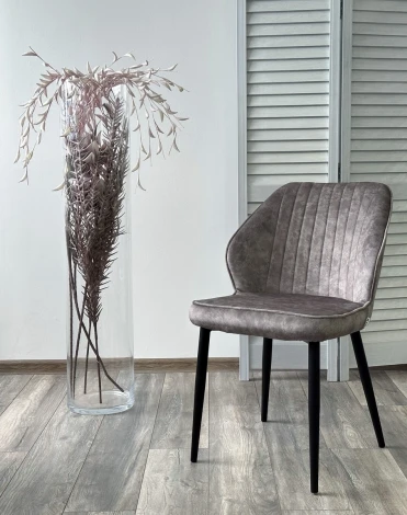 Стул M-City VENA, цвет FIESTA Серый, велюр "антипальчиковый"/ черный каркас