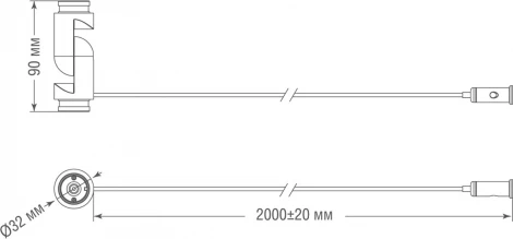 Токопроводящий поворотный коннектор с подвесом и кабелем питания потолочным креплением Donolux Round Line L corner DLR B1 (48V)