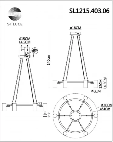 Подвесной светильник ST Luce Talia SL1215.403.06 (220V, на проводе, кольцо)