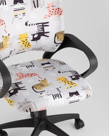 Кресло офисное TopChairs Simple SN Junior принт Blue Cats пластик черный TopChairs УТ000042085