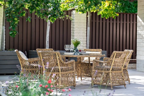 Обеденная группа плетеная, цвет соломенный 4SIS Эспрессо-150 L ECL6T-7-SET
