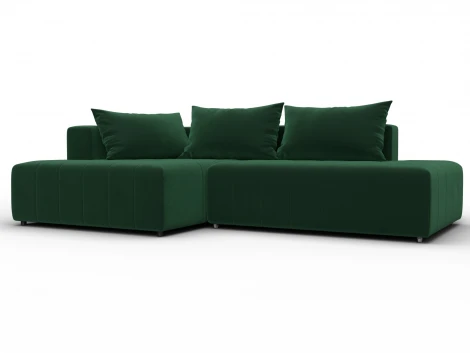 Диван угловой Лига-103 НПБ угол левый (ДСП,Брус,Фанера,Велюр/Зеленый) Лига Диванов 134816L
