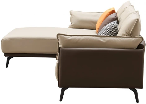 Диван ESF ELEGANTE NAPPA SF015 угловой бежевый 6615-коричневый угол левый/Кожа