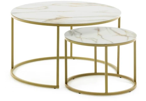 Журнальный стол La Forma (ex Julia Grup) Leonor (Золотой,Белый/ Сталь,Стекло)