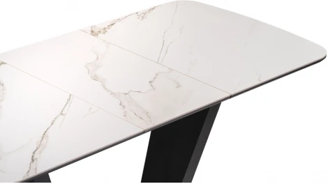 Стол на тумбе Woodville Петир 120х80х75 белый мрамор / графит / темный камень 532376