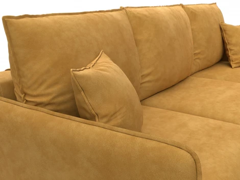 Диван угловой Лига-064 НПБ угол универсальный (ДСП/Дерево/Велюр/Желтый) Лига Диванов 129640