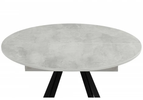 Кухонный стол Woodville Карпер 90(120) бетон метрополитан / черный матовый