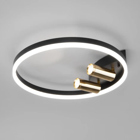 Спот Wi-Fi Eurosvet 90247/3 черный / золото (LED, 220V, управление смартфоном, голосовое управление, умный дом - Minimir Home, Алиса, Маруся, Салют, кольцо)