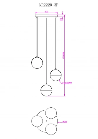 Подвесной светильник MyFar Loreen MR2220-3P (на проводе, шар)