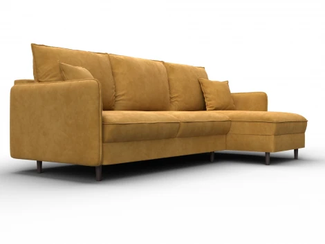 Диван угловой Лига-064 НПБ угол универсальный (ДСП/Дерево/Велюр/Желтый) Лига Диванов 129640