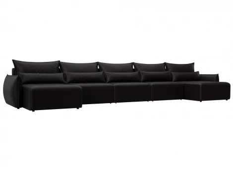 Диван П-образный Лига-051 НПБ МегаЛонг (ЛДСП,Брус,Фанера/Пластик/Экокожа/Коричневый) Лига Диванов 129899