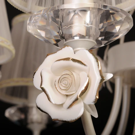 Подвесная люстра Abrasax 2031/6 (cream pearl) (220V, на цепи, цветы, розы)