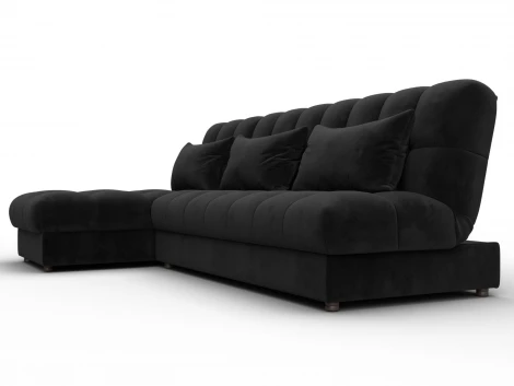 Диван угловой Лига-116 НПБ угол левый (ДСП,ЛДСП,Велюр/Черный) Лига Диванов 136956L