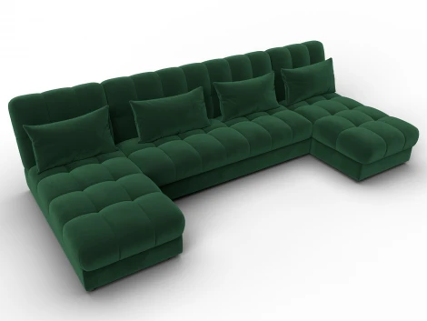 Диван П-образный Лига-116 НПБ (ДСП,ЛДСП,Велюр/Зеленый) Лига Диванов 137328