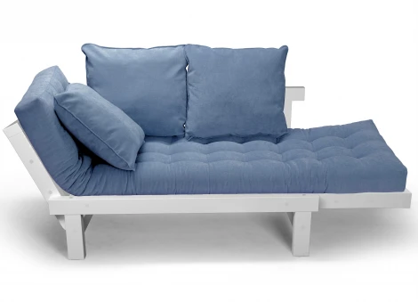 Кушетка Arsko Свен белая эмаль голубой вельвет