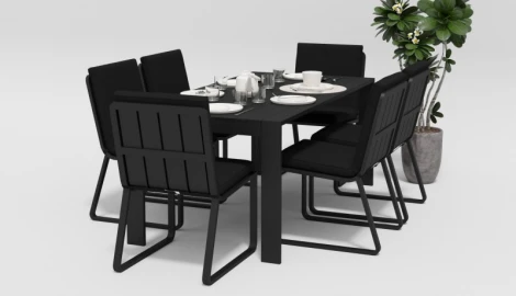 Обеденная группа Gardenini Malia (Алюминий,Ткань/Темно-серый,Черный) DMLA.010618.C2