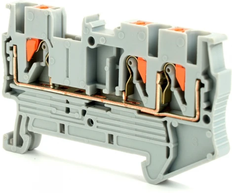 Зажим пружинный 3-х проводной проходной Stekker 49243