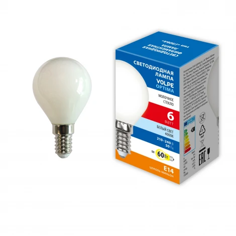 Лампочка светодиодная филаментная Volpe LED-G45-SLF LED-G45-6W/4000K/E14/FR/SLF