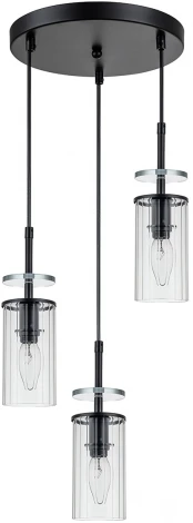 Подвесной светильник Escada Avolto 10191/3 3х40Вт Е14, металл/стекло, черный (220V, на проводе, круглые)