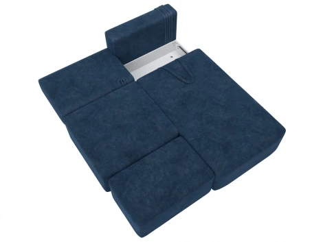 Диван угловой модульный с пуфом Лига-060 НПБ угол универсальный (ЛДСП,Брус,Фанера/Пластик/Велюр/Синий) Лига Диванов 129696