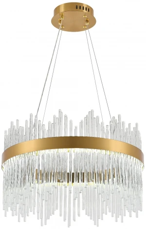 Подвесная люстра с таймером Natali Kovaltseva Smart Нимбы LED LAMPS 81260 (220V, хрусталь, пульт управления, управление смартфоном, на тросе, кольцо)