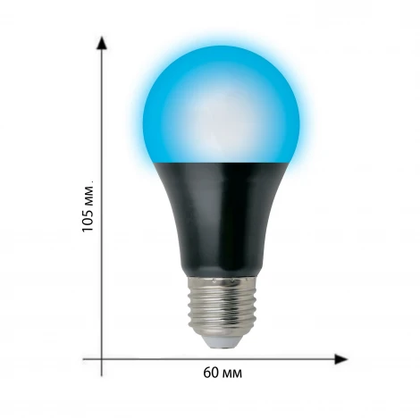 Лампочка светодиодная шар синяя E27 9W Uniel LED-A60-9W/UVAD/E27/FR PLZ07BK