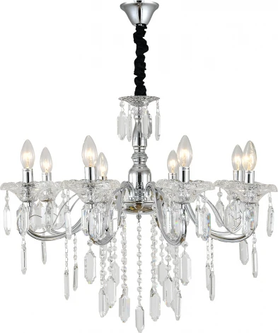 Подвесная люстра Escada Fantail 2111/8P Chrome 8x40Вт E14, металл/хрусталь, хром/прозрачный (220V, на цепи, подсвечник, свеча)