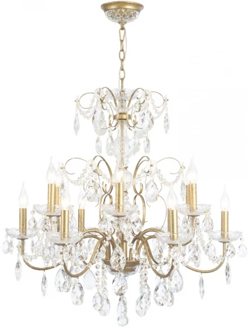 Подвесная люстра Crystal Lux ODELIS SP12 GOLD (220V, подвески, на цепи, подсвечник, свеча)