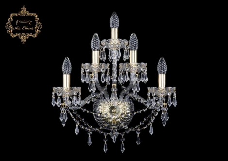 Бра Art Classic 10.23 10.23.2+2+1.165.Gd.Dr (220V, хрусталь, подвески, подсвечник, свеча)