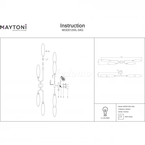 Бра Maytoni Ventura MOD012WL-04G (220V)