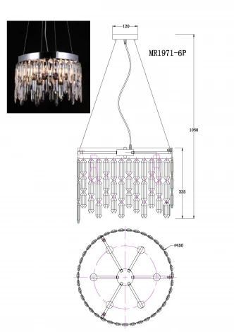 Подвесная люстра MyFar David MR1971-6P (220V, хрусталь)