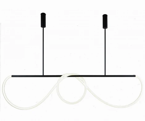 Потолочная люстра на штанге с гибким неоном Kink Light Далия 08041K-150,19 диммируемый черный Led 90W с пультом ДУ (регулировка яркости, 220V, умный дом - SmartLamp)