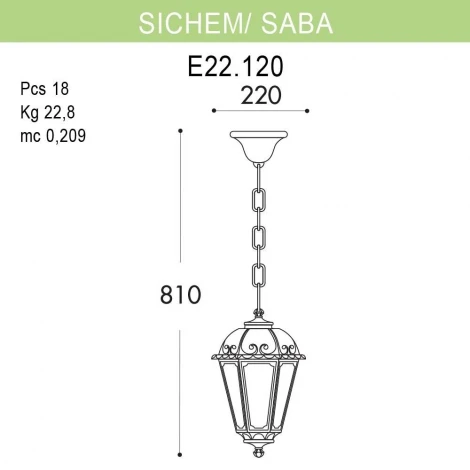 Светильник уличный подвесной Fumagalli Sichem/Saba K22.120.000.AYE27