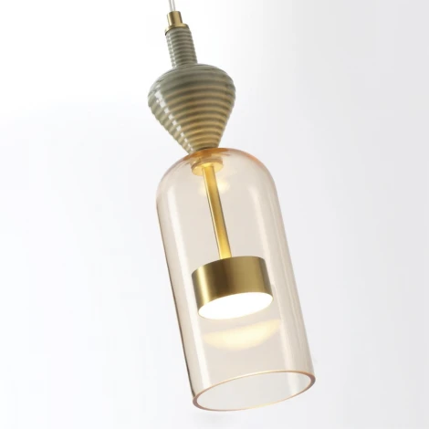 Подвесной светильник каскадный Odeon Light Palleta 5045/12LB античн.бронза/янтарный/металл/стекло/керамика LED 12W 4000К 1400Лм (220V, на проводе)