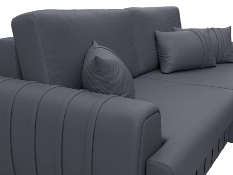 Диван угловой Лига-057 НПБ угол правый (ЛДСП,Брус,Фанера/Пластик/Экокожа/Серый) Лига Диванов 130035