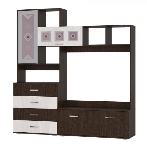 Стенка в гостиную БТС Белла, венге/ясень белый