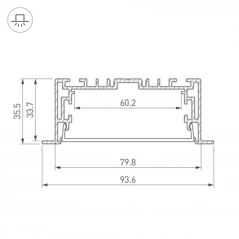 Профиль с экраном S2-LINIA94-F-2500 ANOD+OPAL (Arlight, Алюминий) 021178(1)