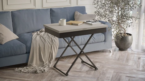 Стол универсальный трансформируемый Калифорния АНДРЭ Loft ЛДСП фантом/черный 5900681107