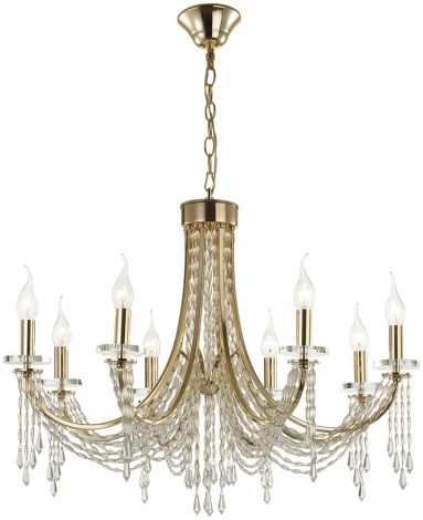 Подвесная люстра Odeon Light Capel 5063/8 золото/прозрачный/металл/хрусталь E14 8*40W (220V, подвески, на цепи, подсвечник, свеча)