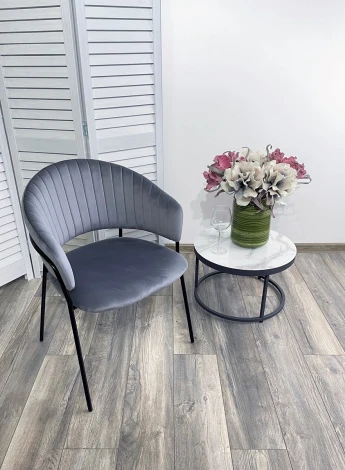 Стул ГЕММА, цвет H-14 Серый, велюр / черный каркас