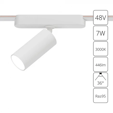 Магнитный трековый светильник 48V 7W Arte Lamp Rapid A1156PL-1WH (LED, круглые)