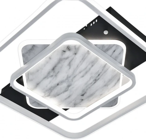 Потолочная люстра светодиодная Escada Nebula 10293/3LED 111Вт, металл/силикон, черный/белый мрамор (регулировка яркости, 220V, пульт управления)