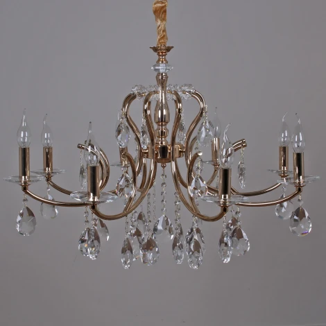 Подвесная люстра ILLUMICO IL2326-8POR-39 GD (220V, хрусталь, на цепи, подсвечник, свеча)