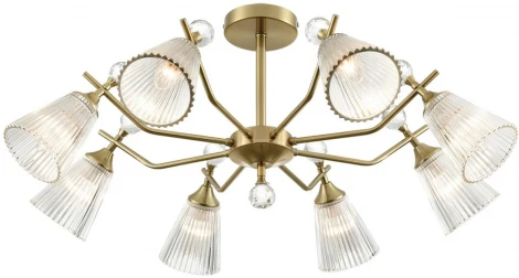 Потолочная люстра на штанге Lumion Aurica 8046/8C латунь/прозрачное стекло Е14 8*40W 220V