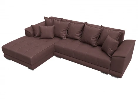 Диван угловой НордСтар левый угол (ДСП,Брус/Пластик/Замша/Бордовый) Лига Диванов 128210L