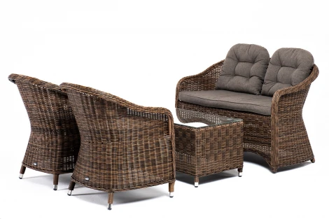 Лаунж-зона из искусственного ротанга, цвет коричневый 4SIS Равенна RS2C2T-4-SET brown