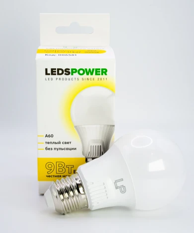 Лампочка светодиодная E27 9Вт 3000K LEDS POWER 006581